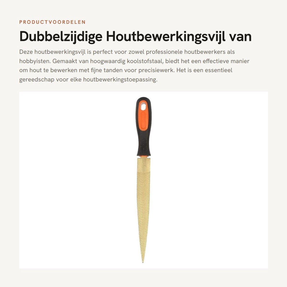 Dailygoods- Houtrasp Hoogwaardig Koolstofstaal - Dubbelzijdige Vijl - Houtbewerkingsvijl - Fijne Tanden - Rubberen Handvat - Geschikt voor Hardhout