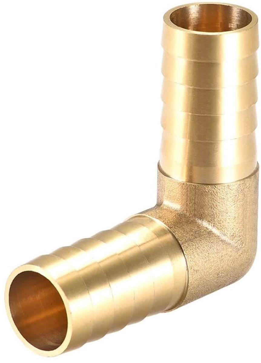 Dailygoods- Pijpconnector 90 Graden - Messing Koppeling - Slangverbinding - Waterdichte Afdichting - Voor Lucht/Water/Olie - Gegroefde Verbindingen - Slangfitting