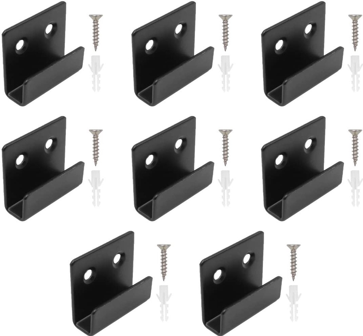 Dailygoods- Spiegelbeugels Heavy Duty - U-beugel - Roestvrij Staal - 8 Stuks - Bevestigingsschroeven - Maximaal 20 kg per stuk - Haak