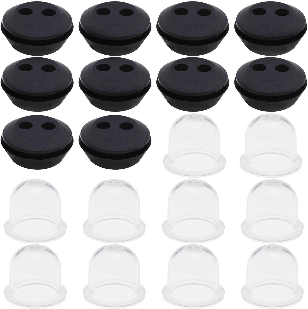 Dailygoods - Rubber Grommet - Brandstof Tank Seal - 10 - Zwart en Transparant - Benzine Brandstof Primer Lamp - Geschikt voor Grasmaaier en Trimmers