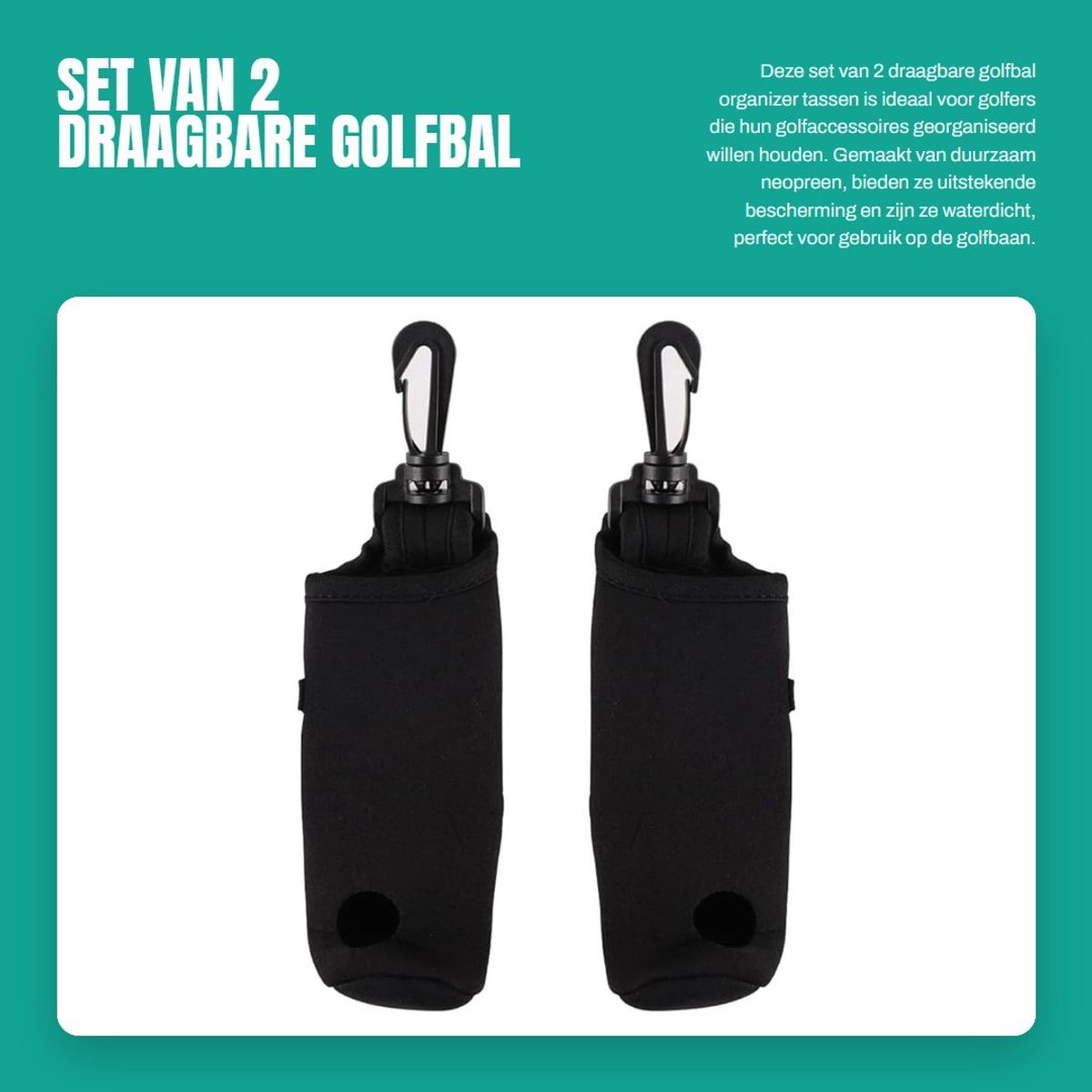 Dailygoods - Set van 2 Draagbare Golfbal Organizer Tassen