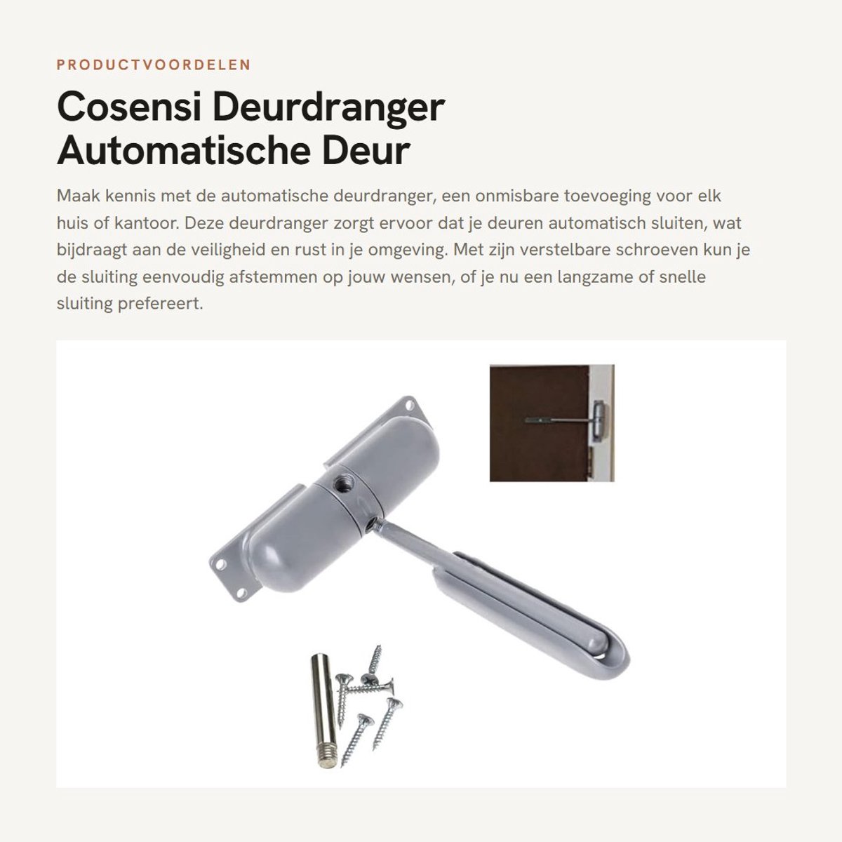 Dailygoods- Branddeurdranger Automatische Deurdranger - Heavy Duty - Verstelbare Deur Closer - Hydraulische Deurdranger - Zinklegering - Eenvoudig te Installeren - Deurdichter