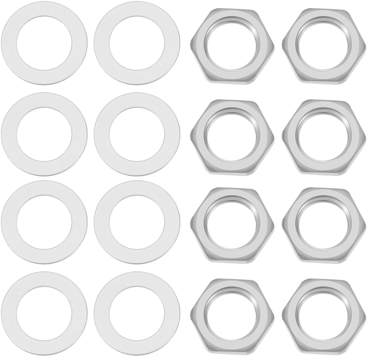 Dailygoods- Gitaarpotentiometers 20 x Metrische M8 - Zeskantmoeren - Sluitringen - Zinklegering - Geschikt voor 24 mm Potentiometers - Schachtdiameter 8 mm - Moeren