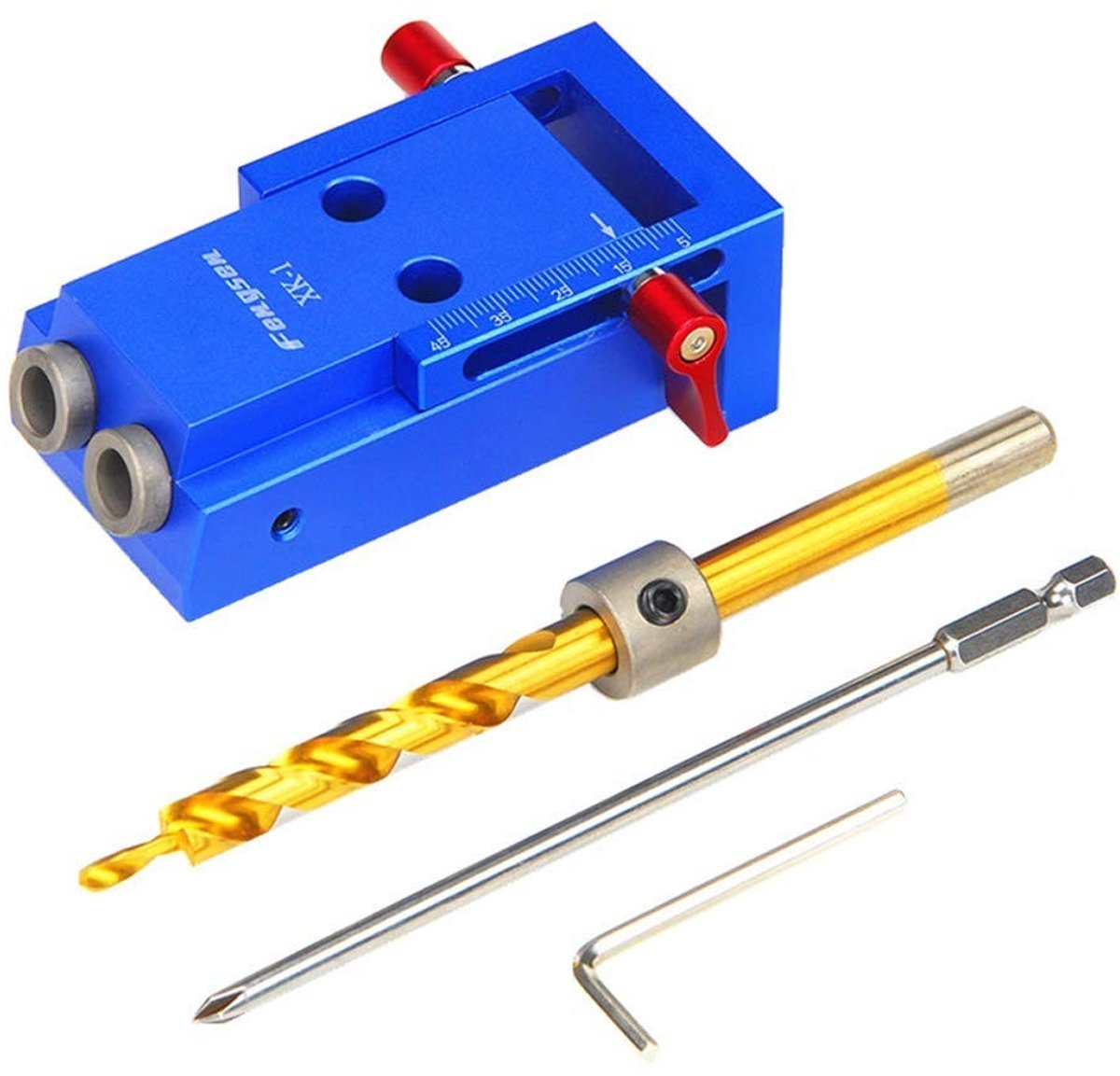 Dailygoods- Gatpons Robuust en eenvoudig te gebruiken - Schuine Gat Locator - Houtbewerking - Aluminium 6061 - 2 Gaten - Nauwkeurige kalibratie - Houtbewerkingstool