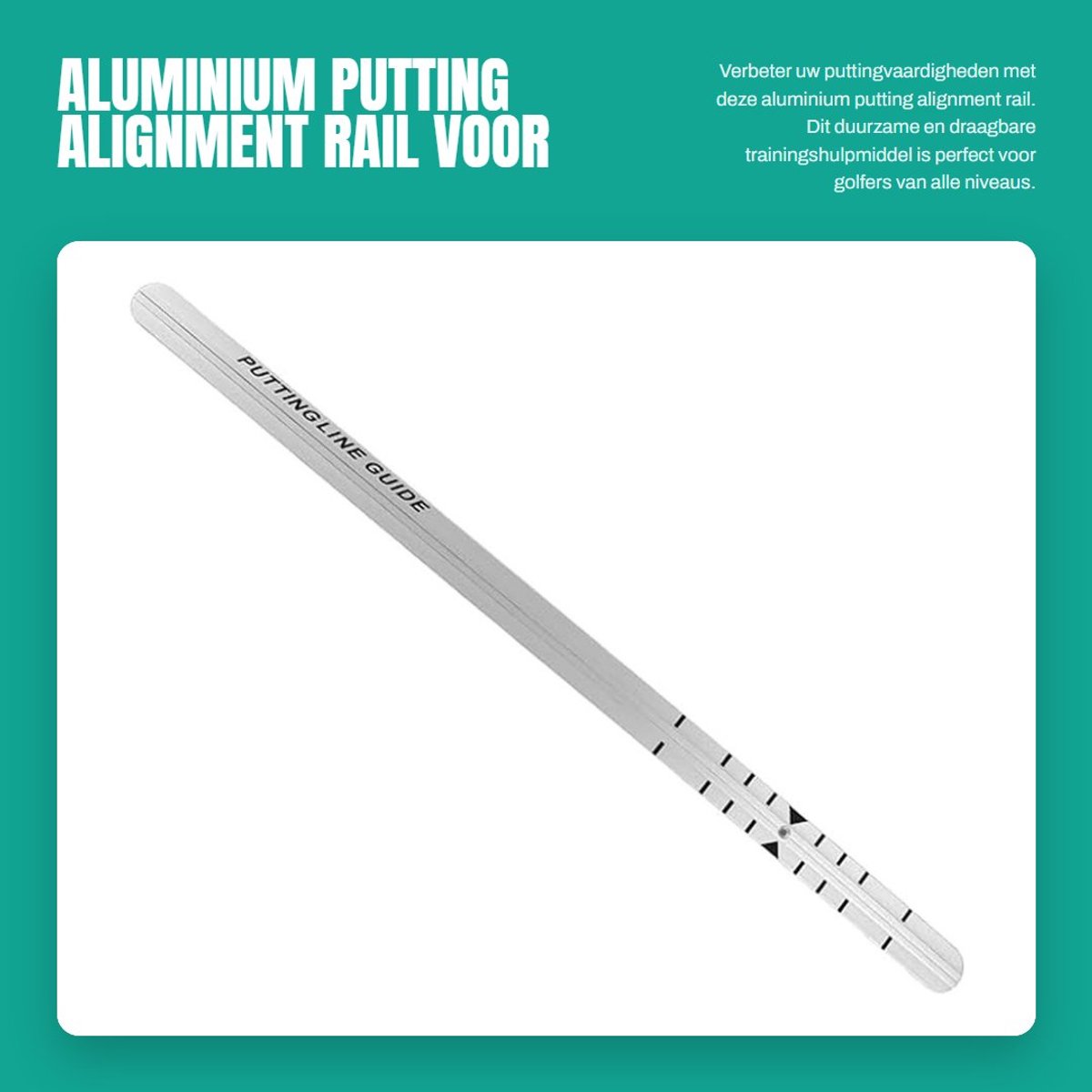 Dailygoods- Putting Alignment Rail - Duurzaam Aluminium - Golf Oefenliniaal - Voor Thuis Training - Geschikt voor Binnen/Buiten - Draagbaar en Stevig - Golf Oefenmateriaal
