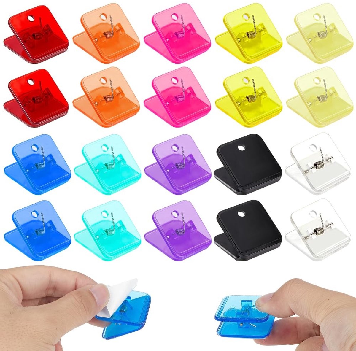 Dailygoods- Muurclips 20 Stuks - Zelfklevende Clips - Transparant Plastic - Voor Posters/Wandtapijten - 30 mm - Decoratie voor Thuis/Office - Decoratieclips