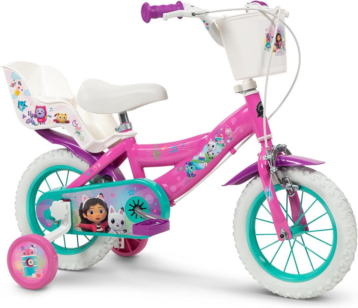 Kinderfiets - Loopfiets - Leren fietsen - Met zijwieltjes - 12 inch - Roze