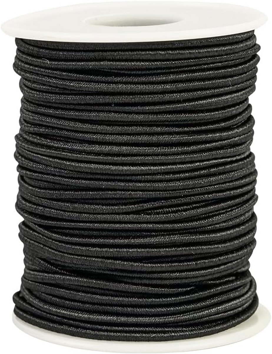 Elastisch touw - Spankoord koord - Lading vastzetten - Duurzaam nylon buitenlaag - 30 meter - Zwart