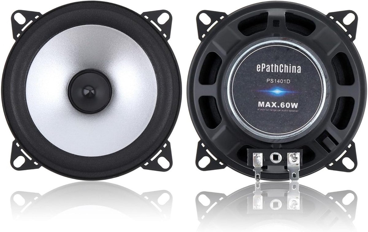 SnelShoppen - Hifi Coaxiale Luidsprekers voor Autodeuren, 10 cm, 60 W, 4 Ohm, 2 Stuks voor Perfect Geluid in Auto, Ideaal voor Muziekliefhebbers