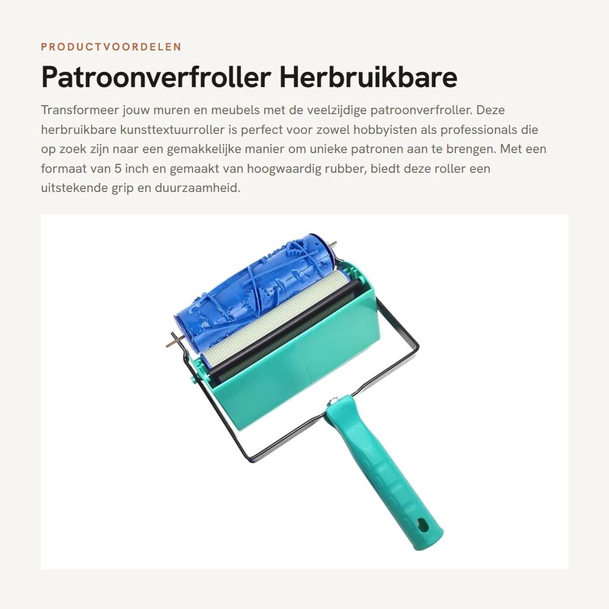 Dailygoods- Patroonverfroller 5 inch - Herbruikbare Kunsttextuurroller - Rubber Roller - Voor Muur/Meubels/Stof - Multifunctioneel Gereedschap - Gemakkelijk Te Gebruiken - Verfroller
