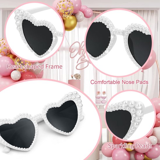 Cosensi - Dailygoods - Retro Hartvormige Zonnebril met Witte Parels van Cosensi — afbeelding 4