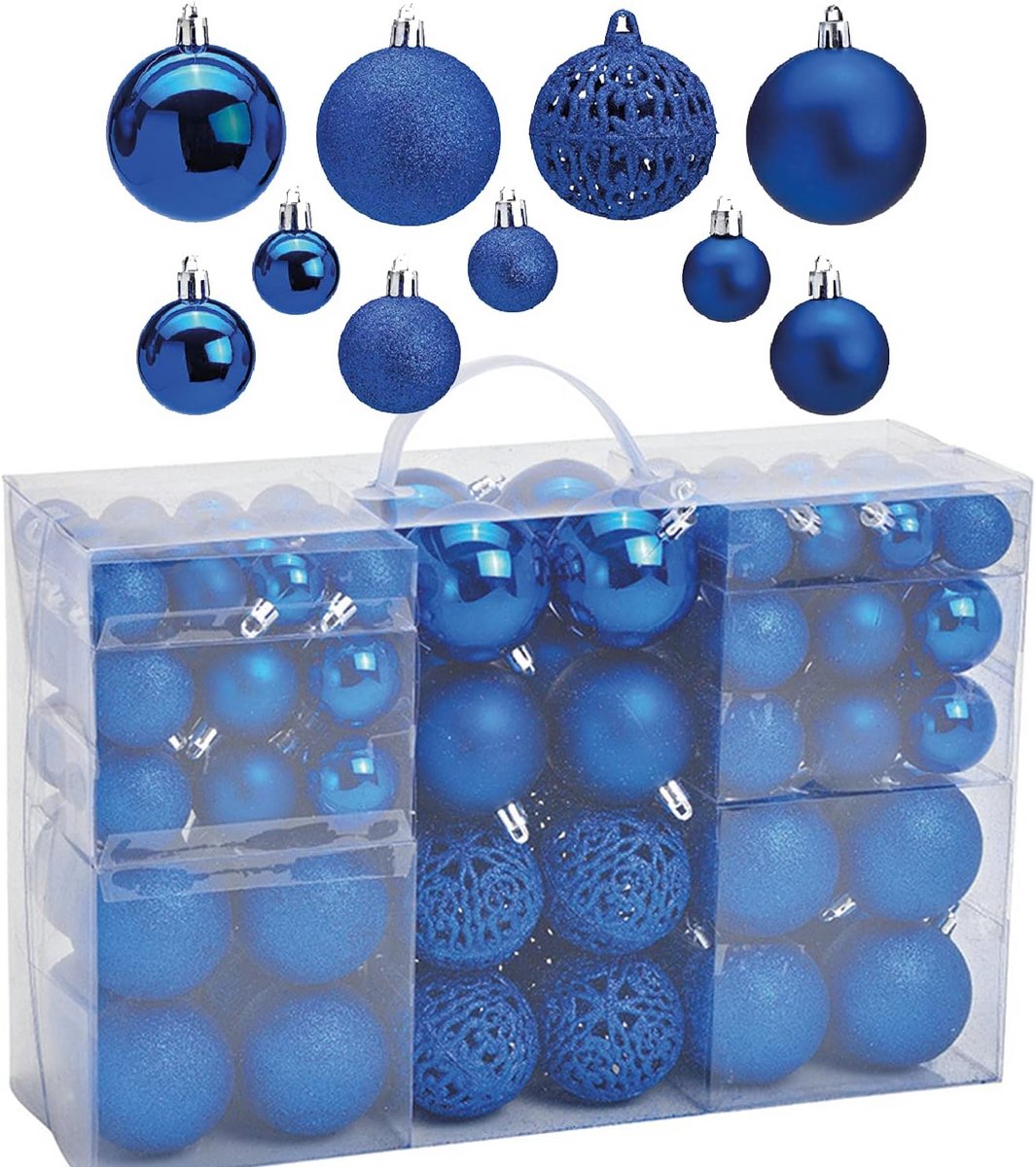 Kerstballen set - Kerstboomversiering - Feestelijke Decoratie - Onbreekbaar Kunststof - 100 stuks - Blauw