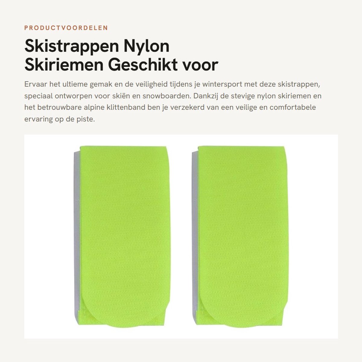 Dailygoods- Skistrappen Nylon - Duurzaam - Skiriemen - Klittenband