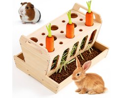 Dailygoods - Hooiruif voor Konijnen van Hout met Wortelhouder