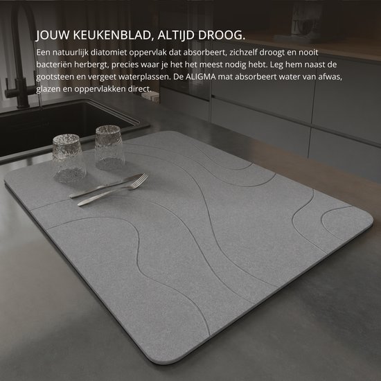 XL Diatoom Steen Badmat - Natuurlijk Sneldrogend - Hygiënisch - Anti Schimmel Anti Slip en Stijlvol 75x45cm – Droog in Seconden