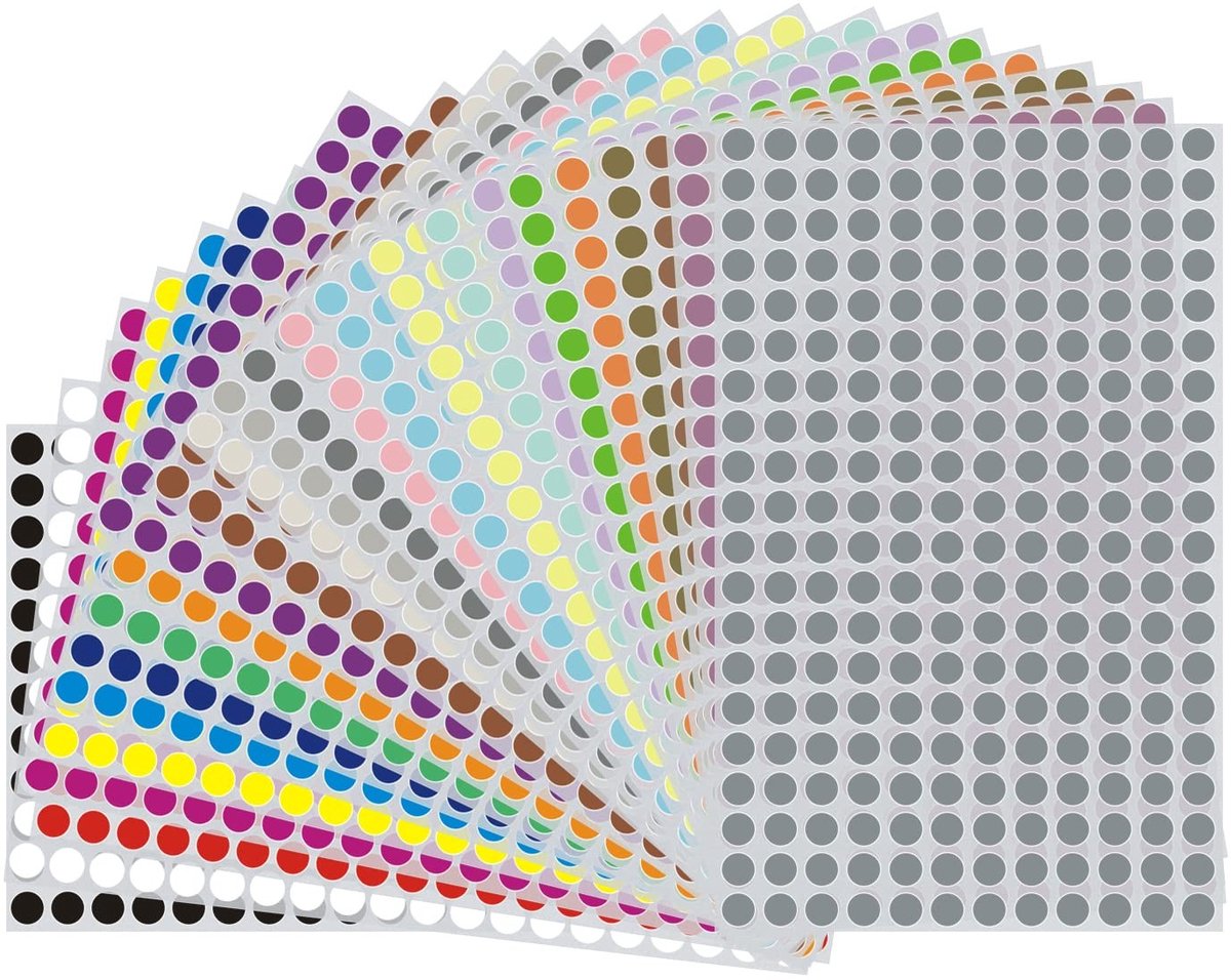 Dailygoods- Stippenstickers 6000 stuks - Kleurcoderingsstickers - Ronde Stippen 10 mm - Kleurcodering - Kleine Stippen - Ideaal voor Organisatie