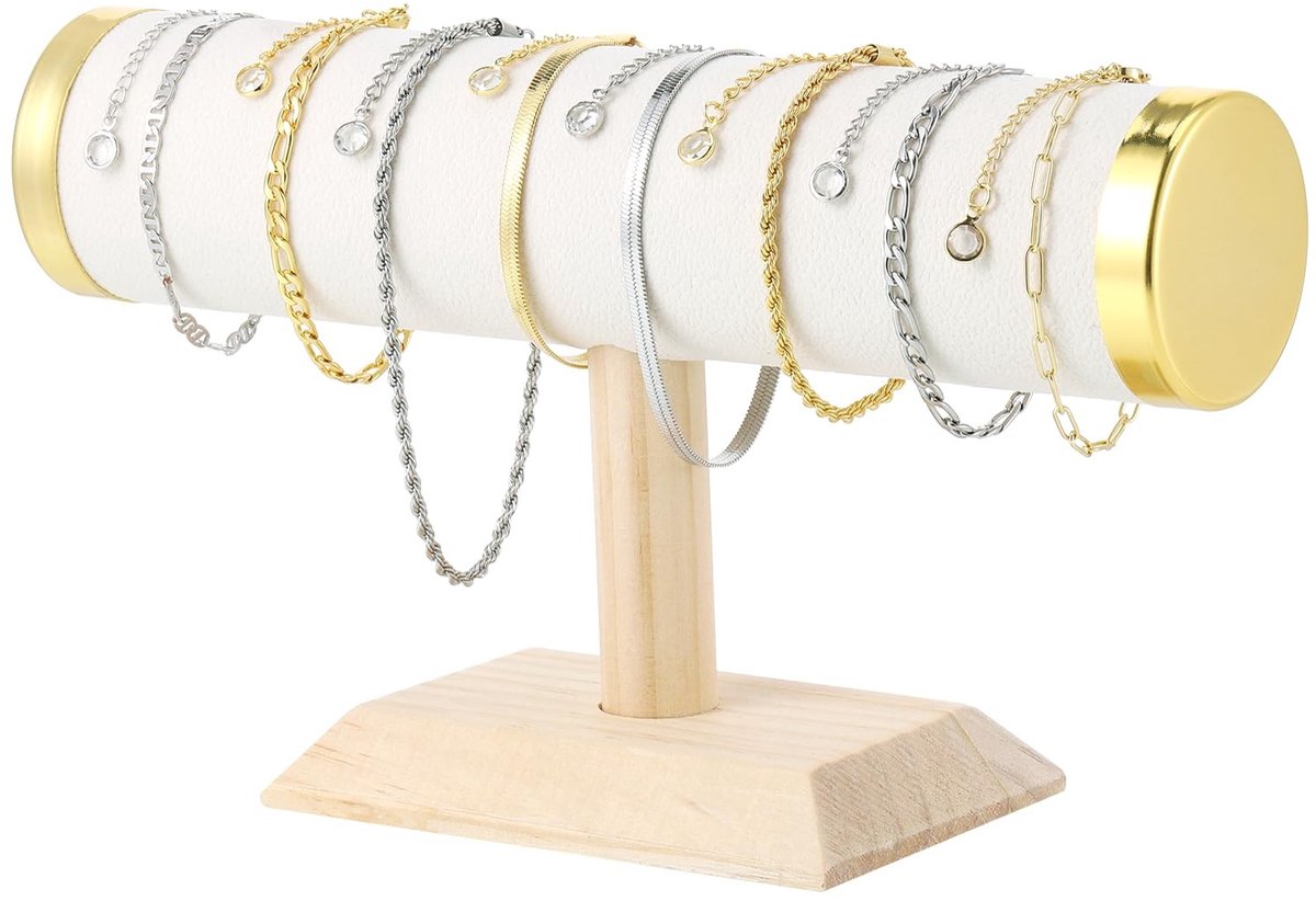 Dailygoods- Armbandstandaard Hoogwaardig Fluweel - Sieradenhouder - T-Vorm - Decoratief Kunstwerk - 23 x 13,5 x 5 cm - Stabiel en Duurzaam - Sieradenstandaard