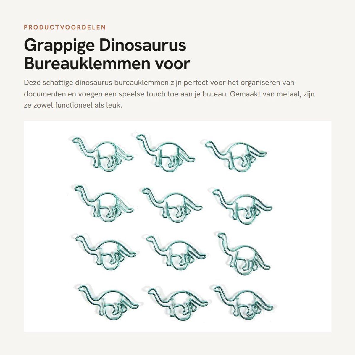 Dailygoods- Bureauklem Dinosaurus - Diervormige Klem - Grappige Bladwijzers - Documenten Clips - Organisatie - Professioneel Ontwikkeld - Papierclip