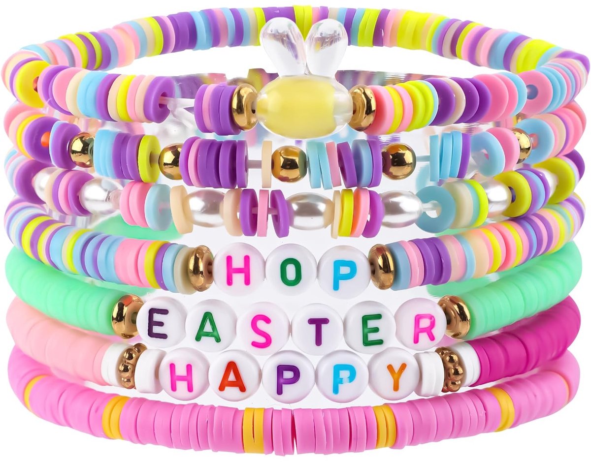 Dailygoods- Paasarmbanden 7 Stuks - Kleurrijke Elastische Armbanden - Boho-Armbanden - Feestelijke Armbanden - Dierontwerp - Comfortabele Draagervaring