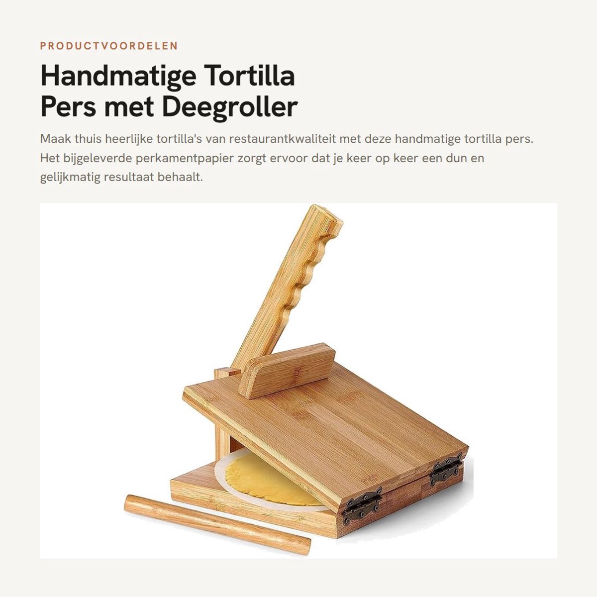 Dailygoods- Tortilla Pers 10 Inch - Multifunctionele Deegpers - Inclusief 50 Vellen Perkamentpapier - Voor Dunne Tortilla's - Ideaal voor Pizzadeeg en Naan - Handmatige Persmachine