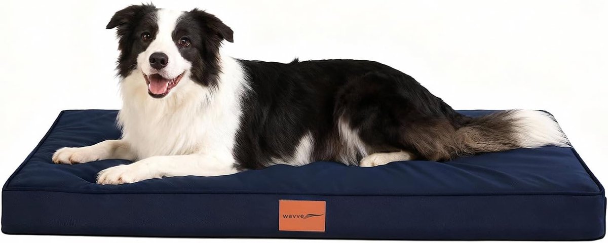 Groot Orthopedisch Hondenkussen Navy Blauw - Wasbaar & Anti-Slip