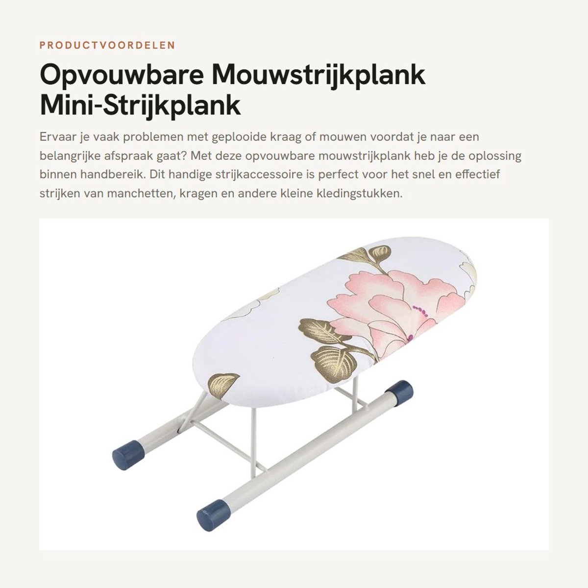 Dailygoods- Mouwstrijkplank Opvouwbaar - Mini-strijkplankovertrek - Draagbare Hanteertafel - Kraag/Mouwen Strijken - 26,5 x 10,5 x 8,5 cm - Polyester Naaldvilt - Strijkplank