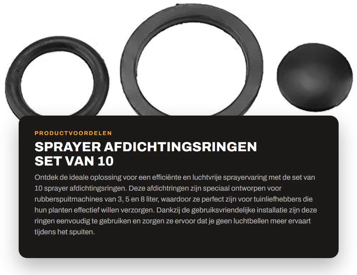 Dailygoods- Afdichtingsringen set van 10 stuks - Accessoires voor rubberspuitmachine - Herbruikbaar - Duurzaam - Hoogwaardig rubbermateriaal - Geschikt voor 3/5/8L - Rubberspuit