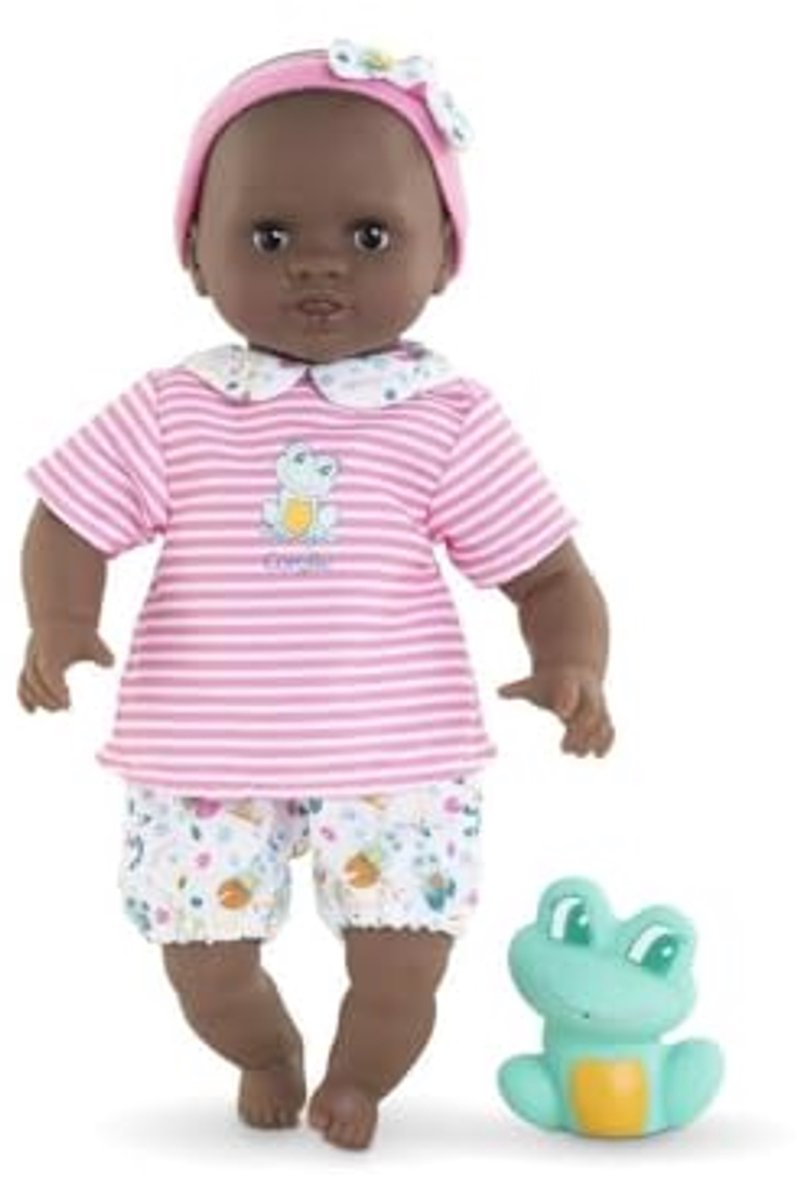 Babypop met badspeelgoed - Zwem pop - Waterpret stimuleren - Zachte vinyl delen - 30 cm - Rood