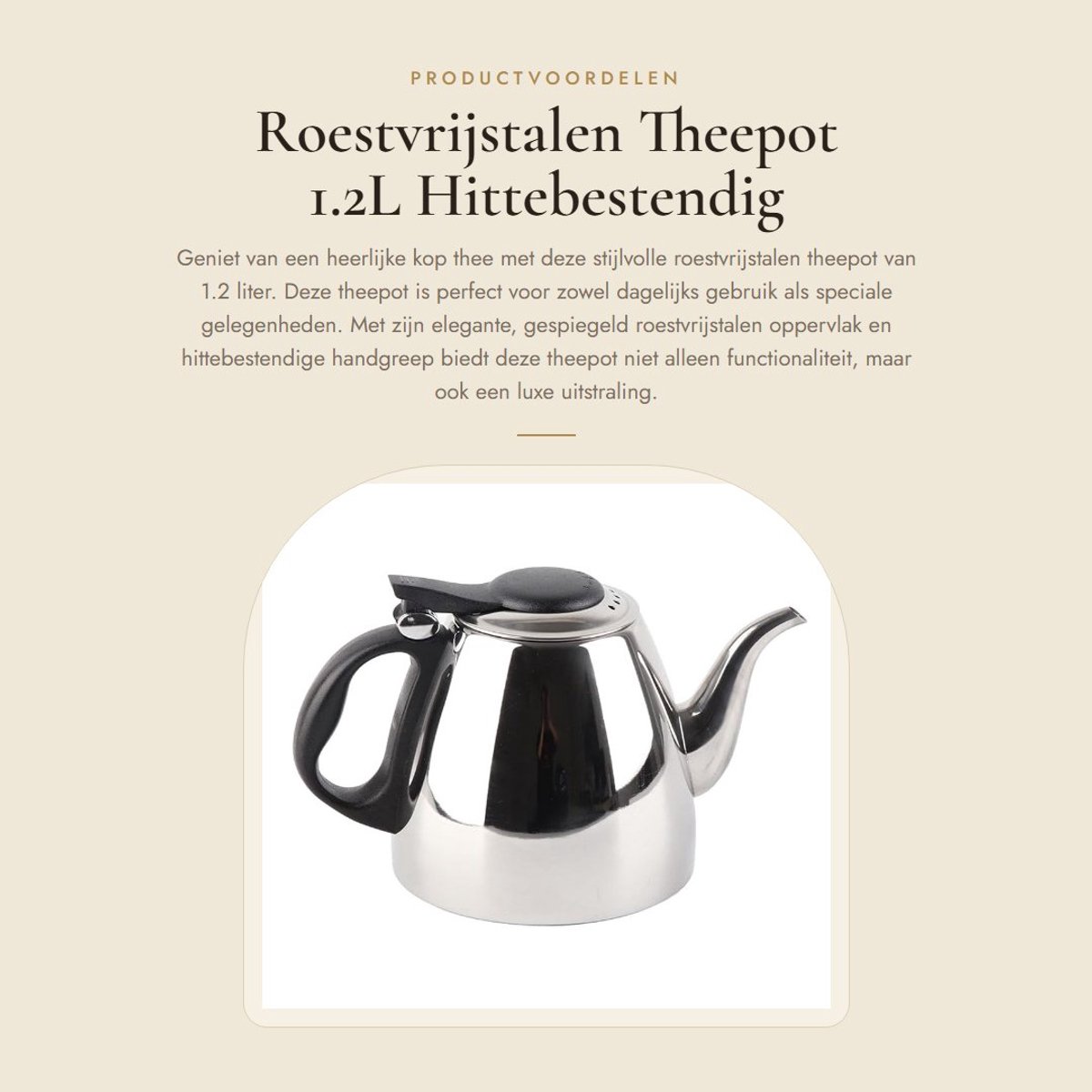 Dailygoods- Theepot 1.2L/1.5L roestvrij staal - Dubbelwandig - Hittebestendig handvat - Elegante uitstraling - Hoog kookprestaties - Veilig in gebruik - Waterkoker