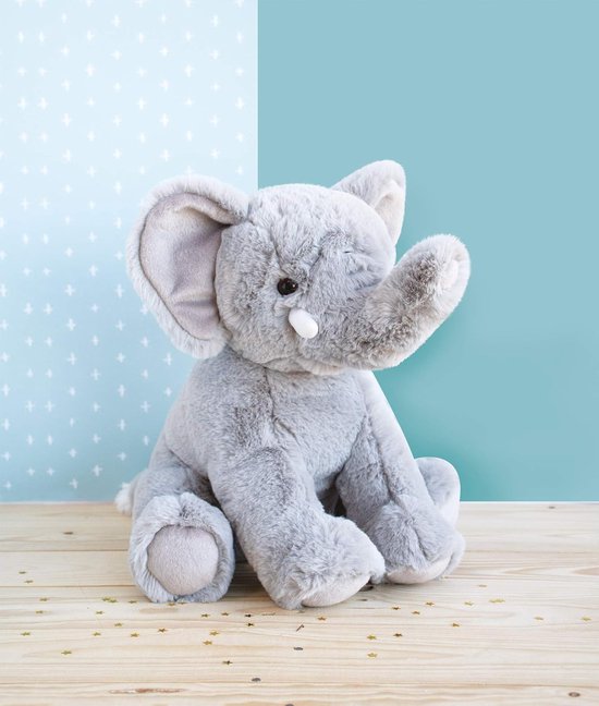 Zachte Grijze Pluchen Olifant Knuffel - 32 cm - Cadeau Vanaf Geboorte — afbeelding 2