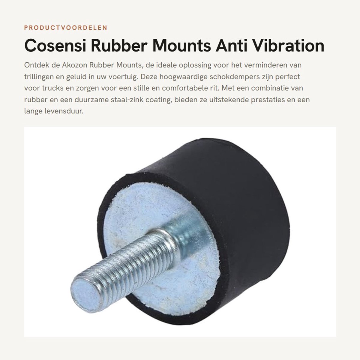 Dailygoods- Rubber Mounts 4x M8/M6 - Schokdemper - Antivibratie - Zinkcoating Staal - Zwart/Zilverkleurig - Afmetingen 30x20mm/20x15mm - Trillingsdempers