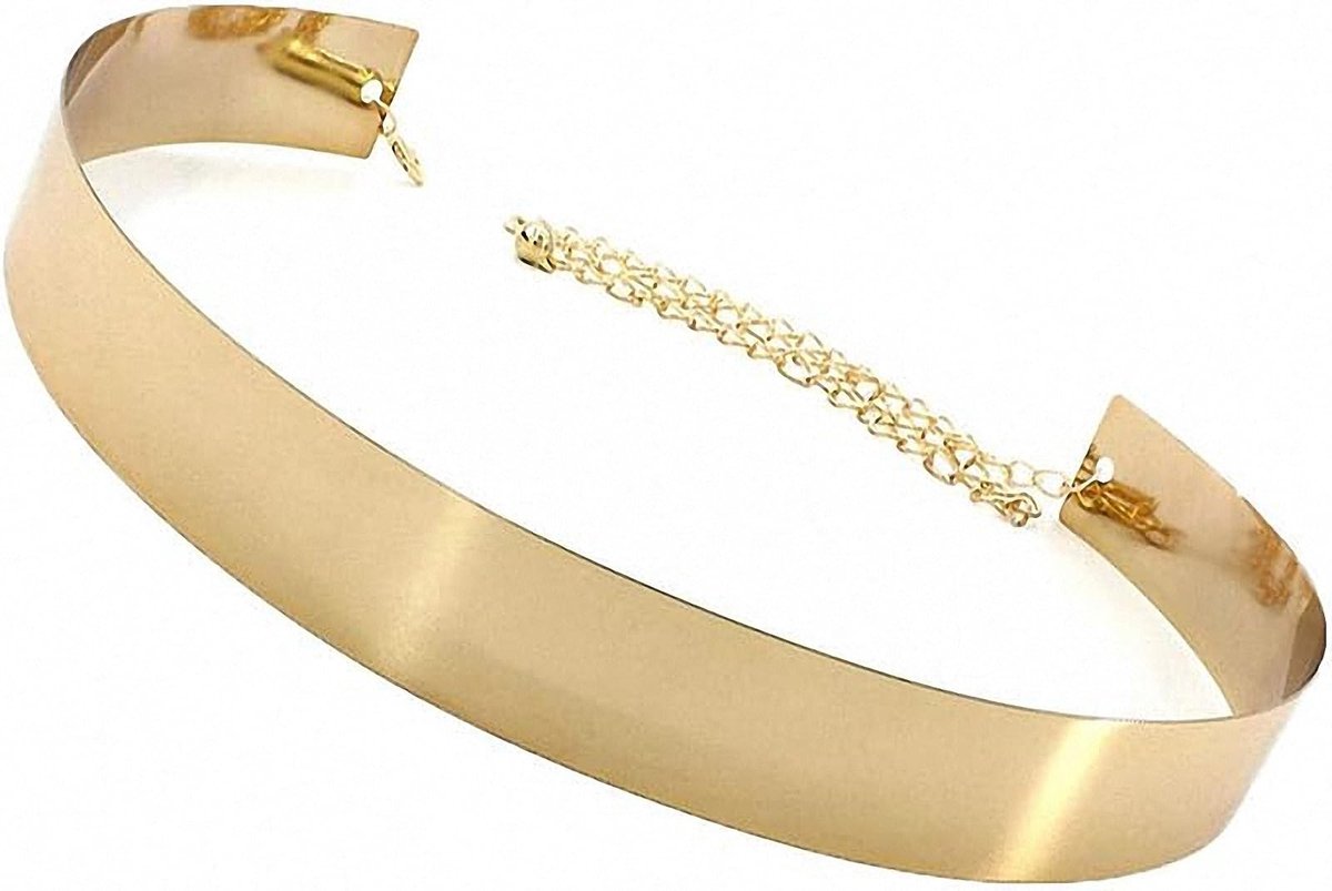 Dailygoods- Riem Elegante Full Metal Design - Tailleband - Skinny Riem - Gouden/Zilveren Riem - Perfecte Lichaamscurve - Solide Plaatdesign
