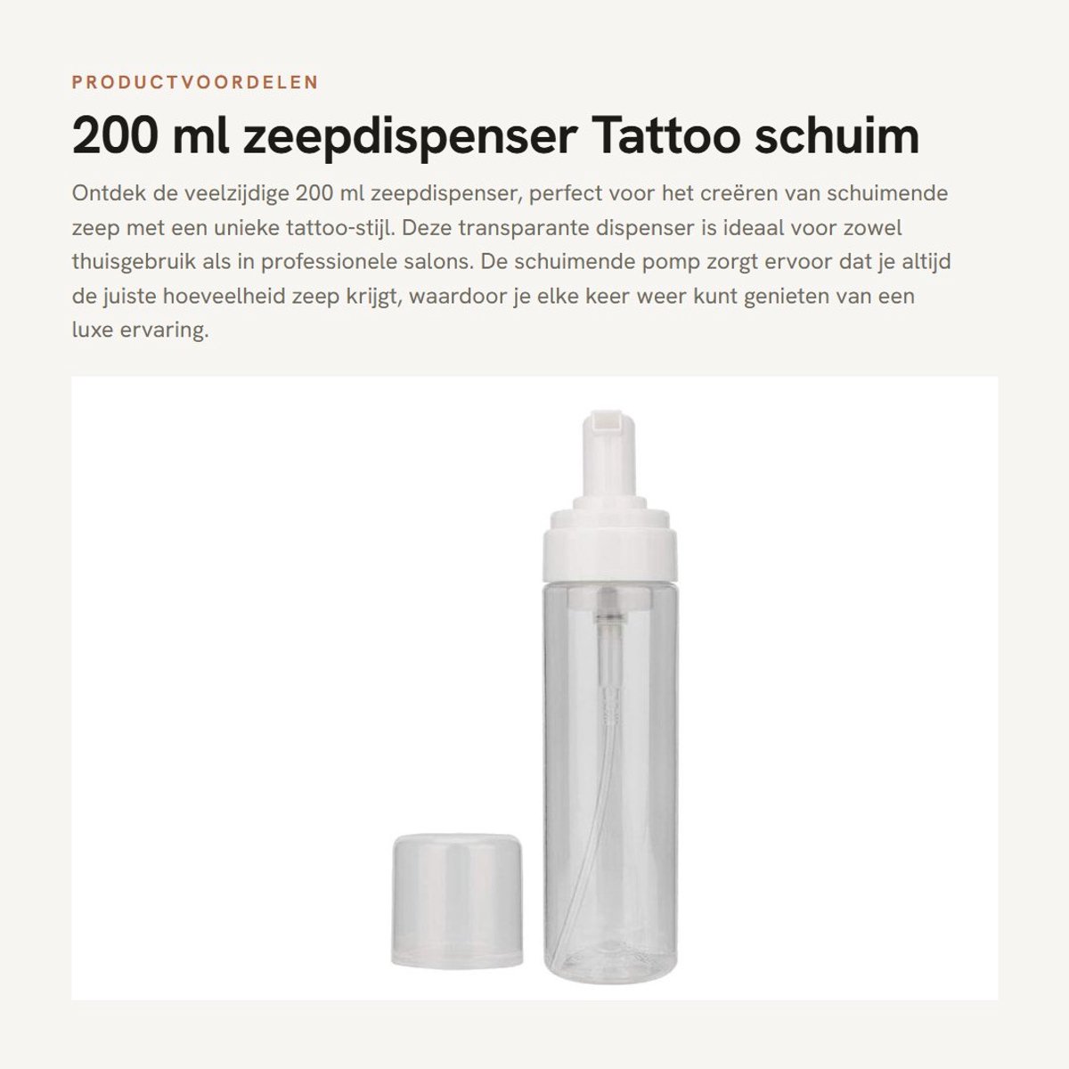 Dailygoods- Zeepdispenser 200 ml - Schuimende Pomp - Tattoo Design - Antislip - Vrijstaand - Transparant - Ideaal voor Keuken/Douche - Pompfles