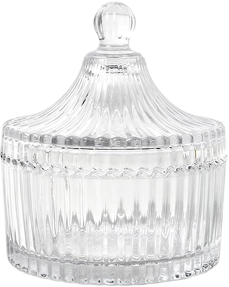 Dailygoods- Snoepkom 300ml - Glazen Snoepkom met Deksel - Tentvormige Snoepkom - Decoratieve Snoepcontainer - Elegant Ontwerp - Perfect voor Tafeldecoratie - Snoepdispenser