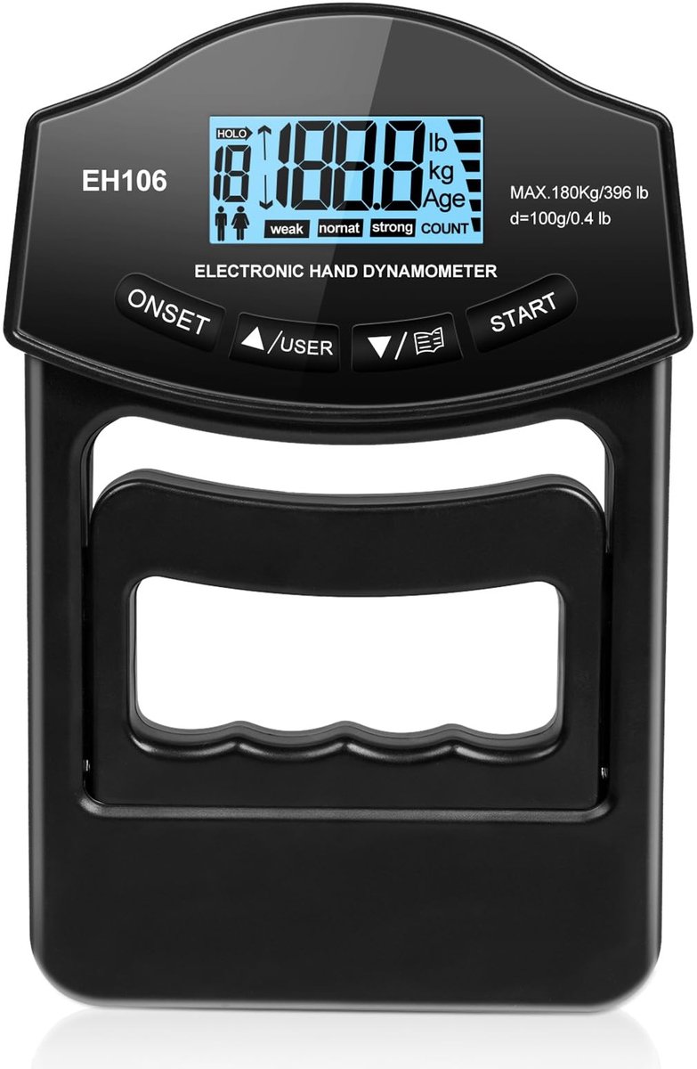 Dailygoods - Digitale handkrachtmeter - Gripkrachtmeter - Verbeter je gripkracht - Zwart - Grip Strength Trainer - Ideaal voor krachttraining - USB-op...