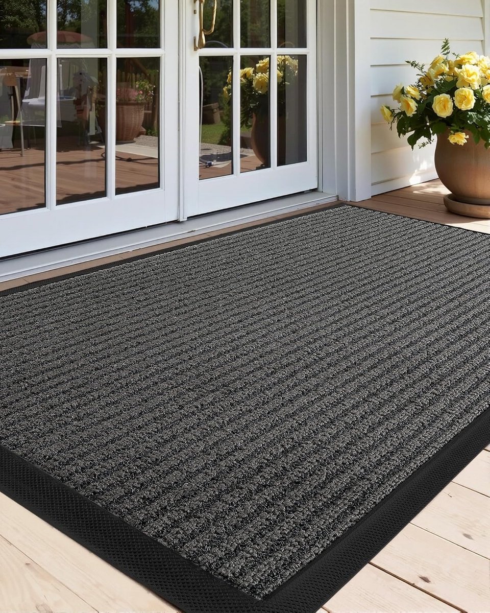 Buitendeurmat - Entree mat - Vuil weren - Weerbestendig materiaal - 60 x 90 cm - Grijs ges