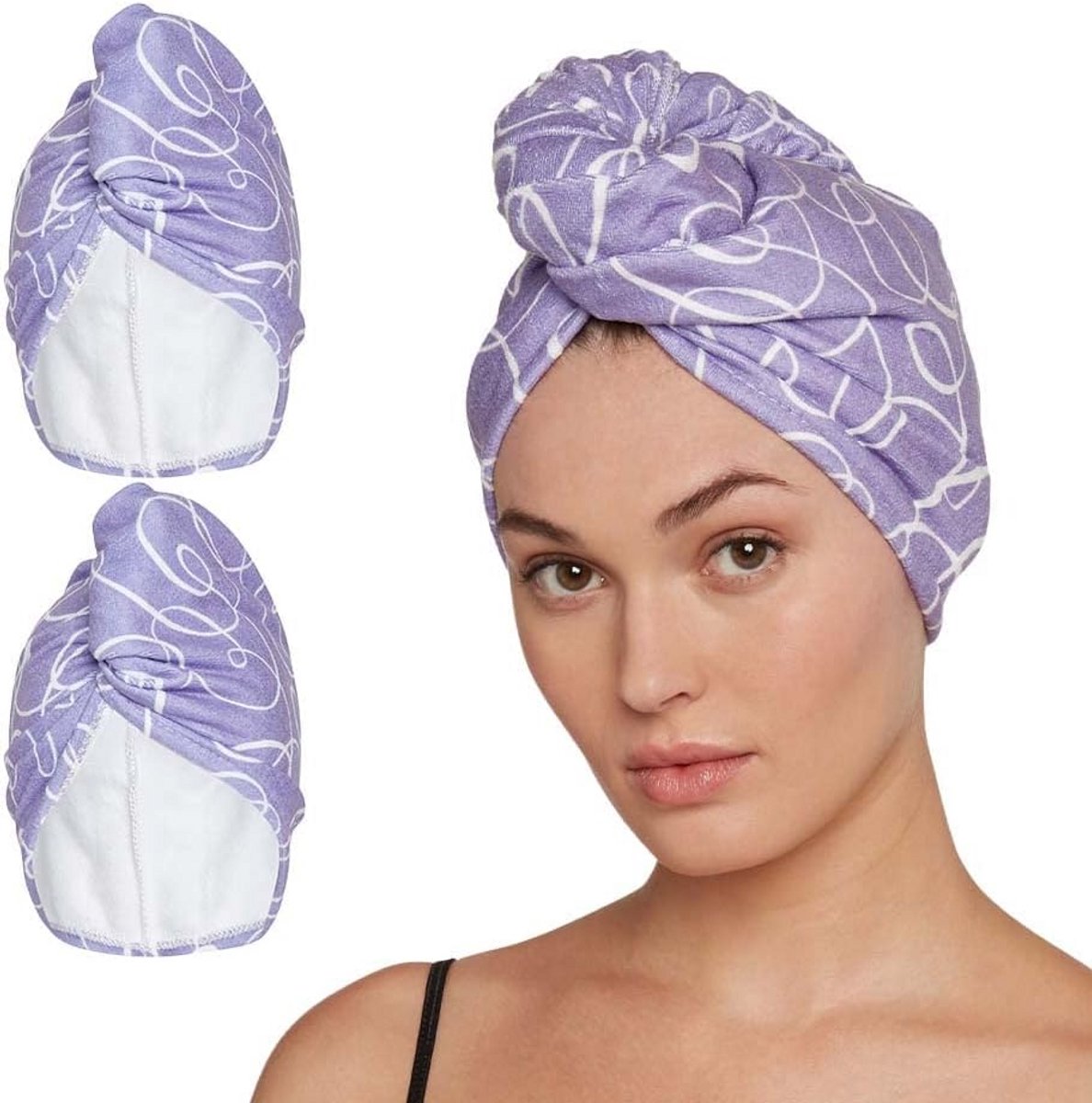 Haarhanddoek Set - Drogen Handdoek - Snel Haar Drogen - Zacht Microvezel - 2 Stuks - Paars