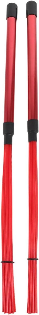 Jazz Drumborstels - Percussie Borstels - Jazz Drummen - Aluminium Handvat - 38.50X1.50X1.50CM - Rood