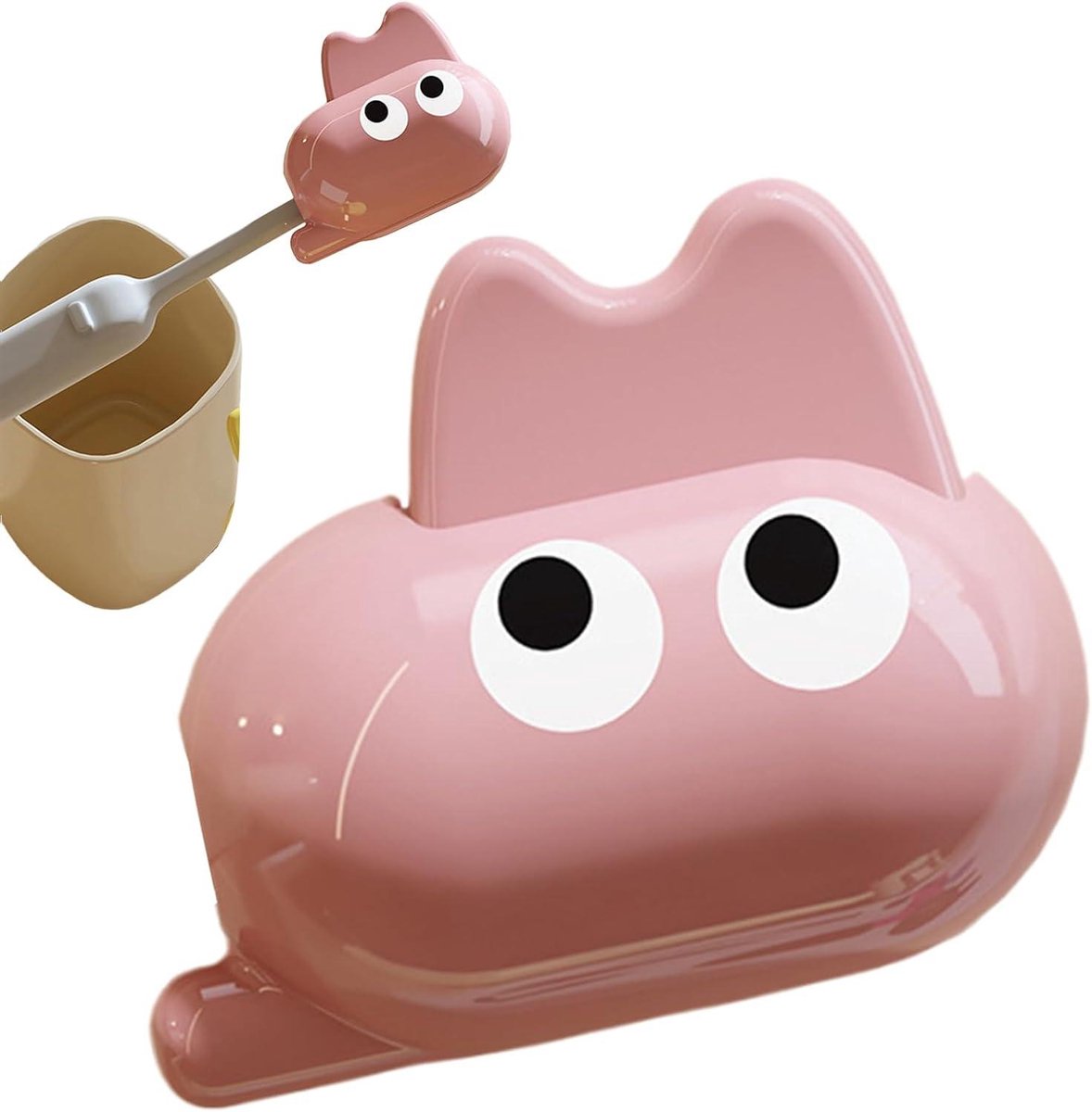 Tandenborstel Hoofd Cover - Opzetborstel Beschermer - Hygiënisch Opbergen - Kindvriendelijk Cartoon Design - Compact Formaat - Roze