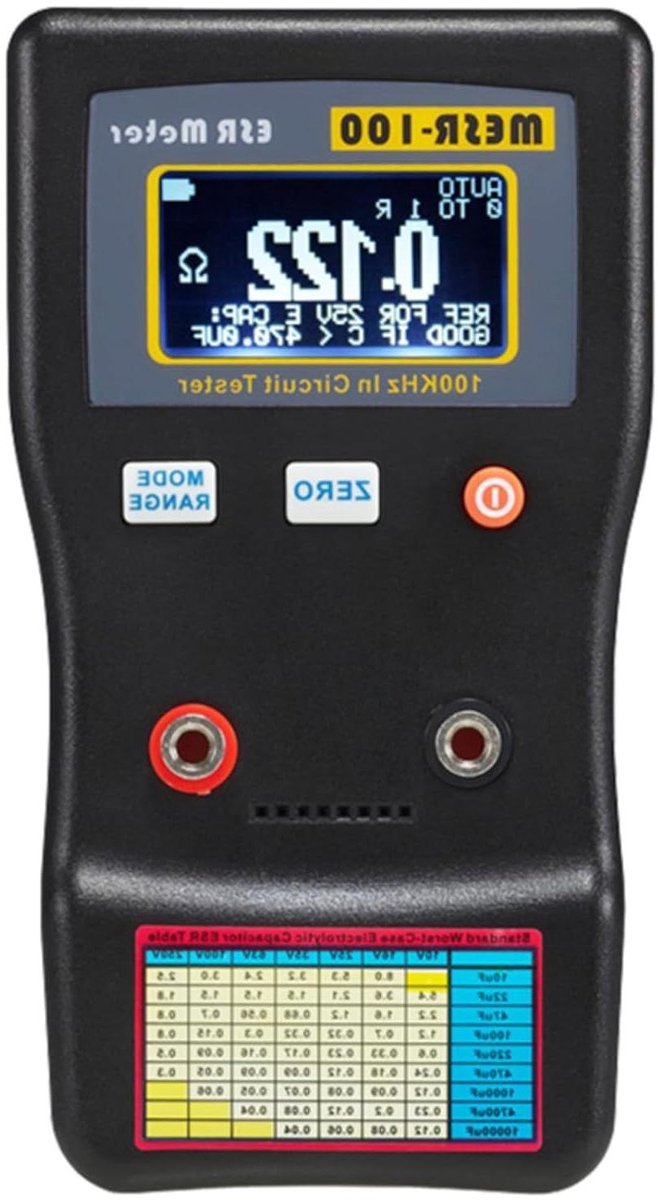 Capacitor Weerstand Tester - ESR Meter - Printplaten Testen - 100 kHz Sine Wave - 0.001-100 Ohm - Zwart