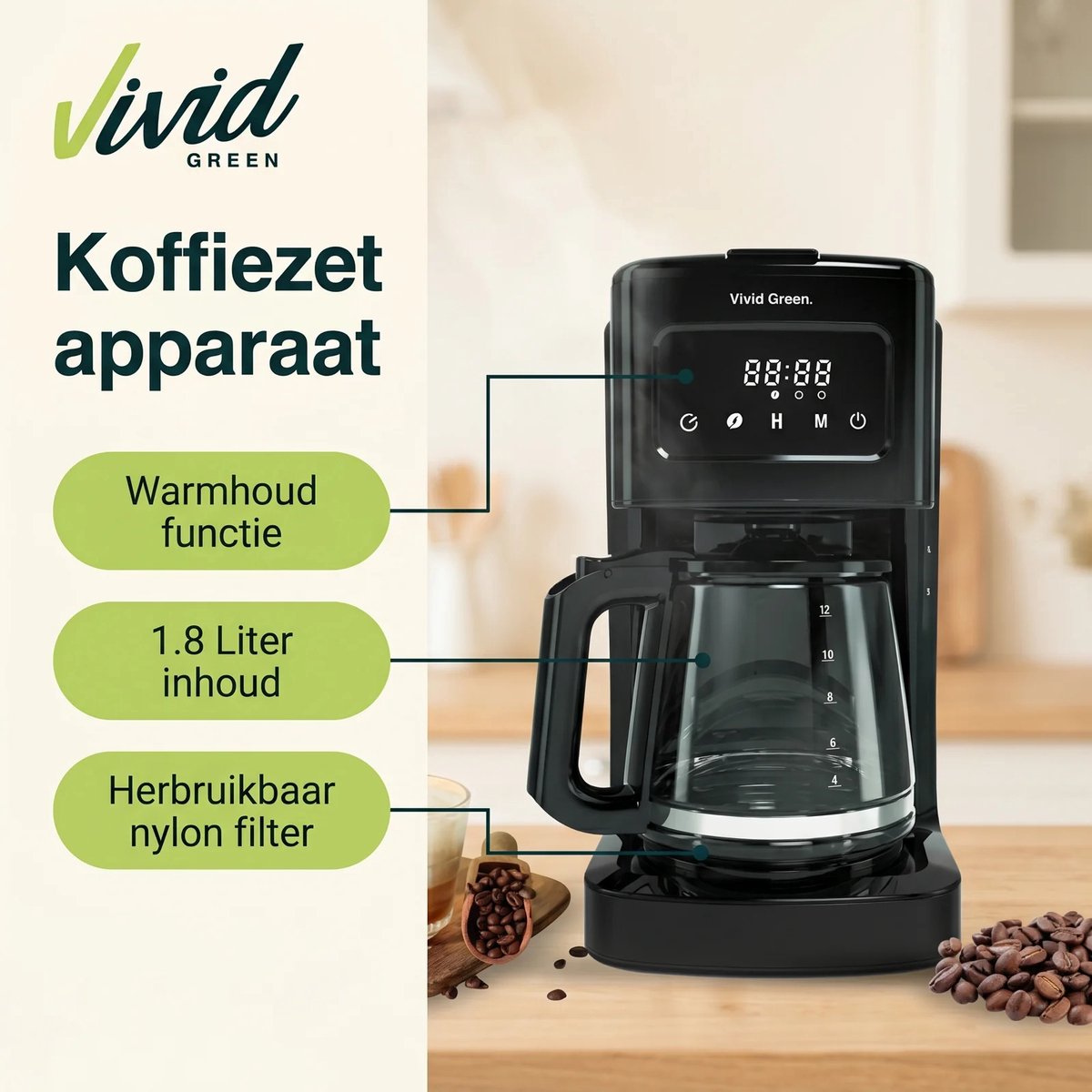 Filterkoffiezetapparaat 1,8L met Touch Display thumbnail 2