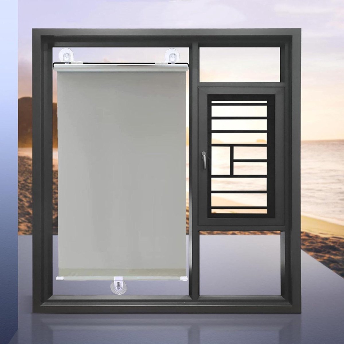 Verduisteringsrolgordijn - Zonnescherm Gordijn - Privacy Creëren - Zonder Boren - 58x125cm