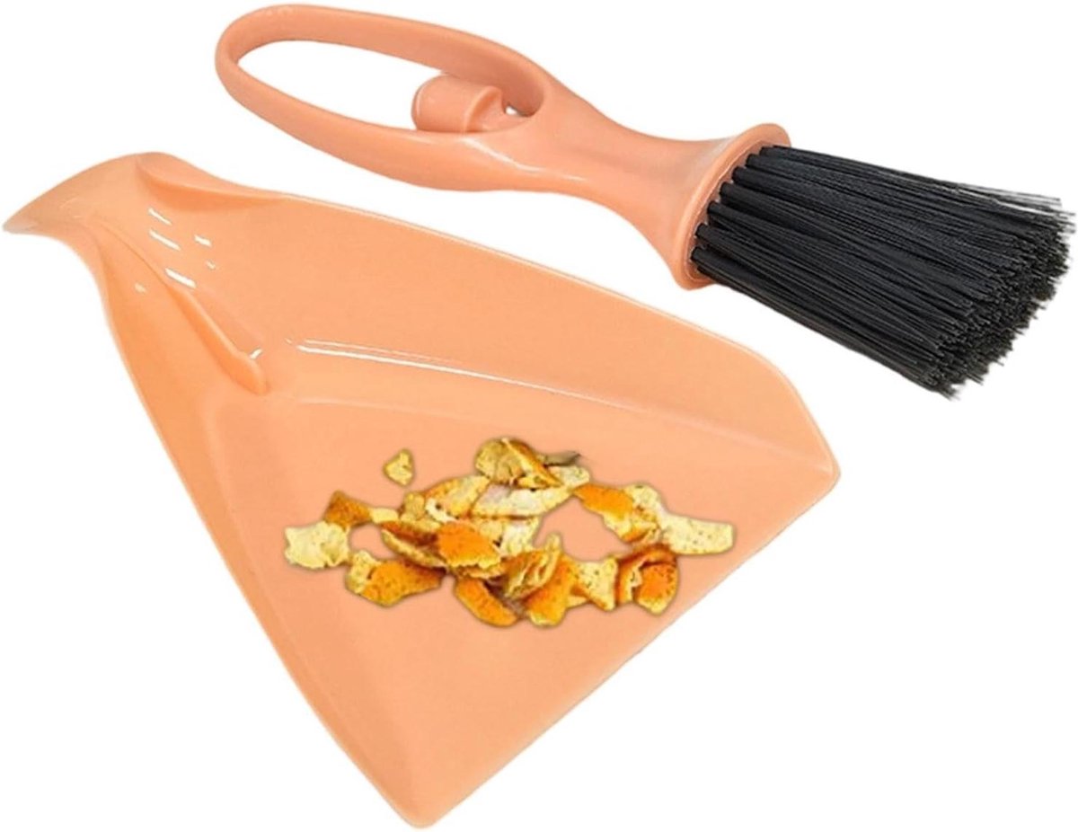 Kleine bezem veger - Handveger set - Snel opruimen - Zachte borstelharen - 24 x 12 x 5.5 cm - Grijs