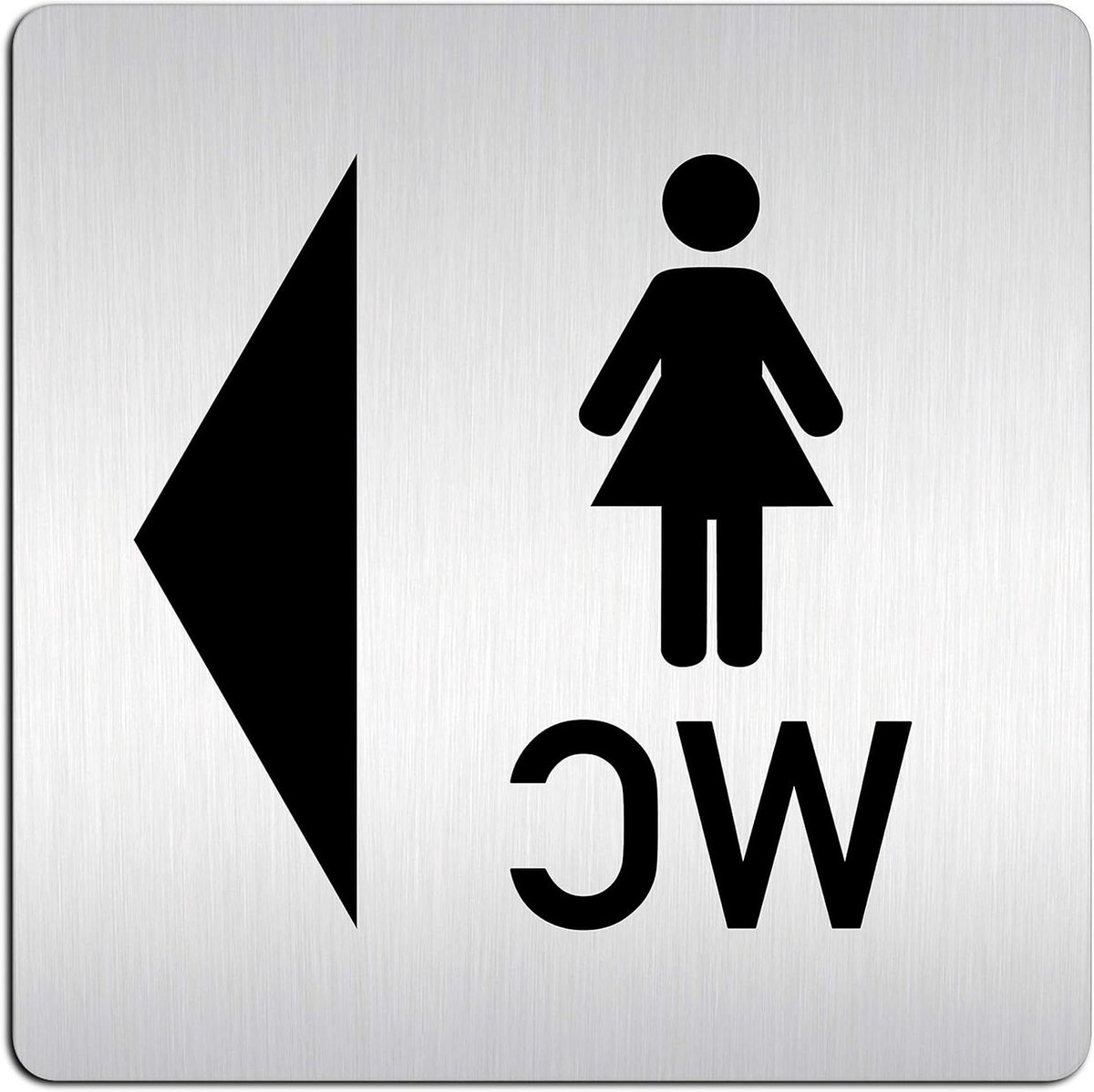 XXL Deurbord - Waarschuwingsbord WC - Aanduiding Deur - Aluminium met effect - H125 x B125 mm - Zilverlook