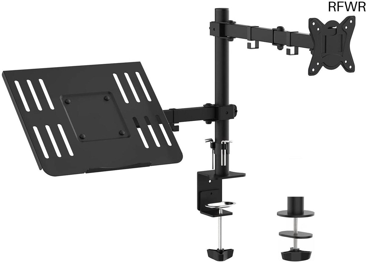 Monitor Arm - Laptop Verhoger - Bureau Organisatie - Met Laptop Lade - 13-32 Inch - Zwart
