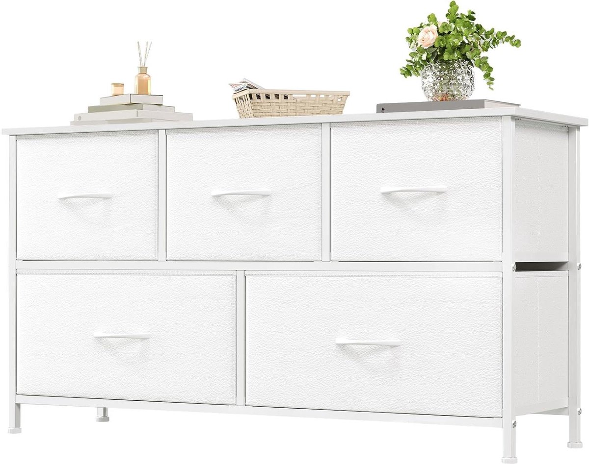 Ladekast - Opbergkast Dressoir - Ruimte Organiseren - Stalen Frame - 100x55cm - Wit