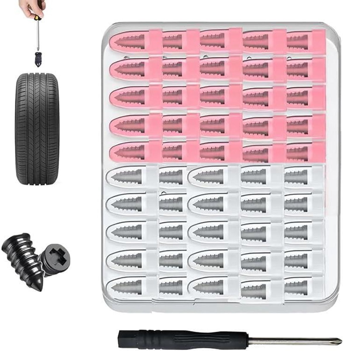 Bandenreparatieset - Reparatiespijkers - Lekke Banden Dichten - Snel Zelfservice - 50 Stuks - Zwart