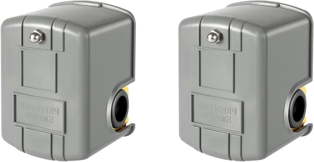 2X Pessuurschakelaar voor Bronpomp, 40-60Psi Waterdrukschakelaar Instelbaar Differentieel, 1/4 Inch Vrouwelijke NPT Waterdruk