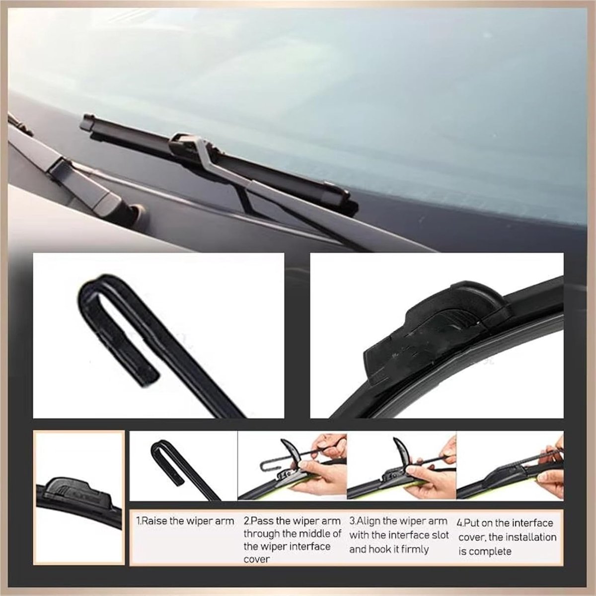 Ruitenwisserbladen Set - Voorruitborstels - Veilig Rijden - Versterkte Coating - 26 16 12 inch - Zwart – foto 5