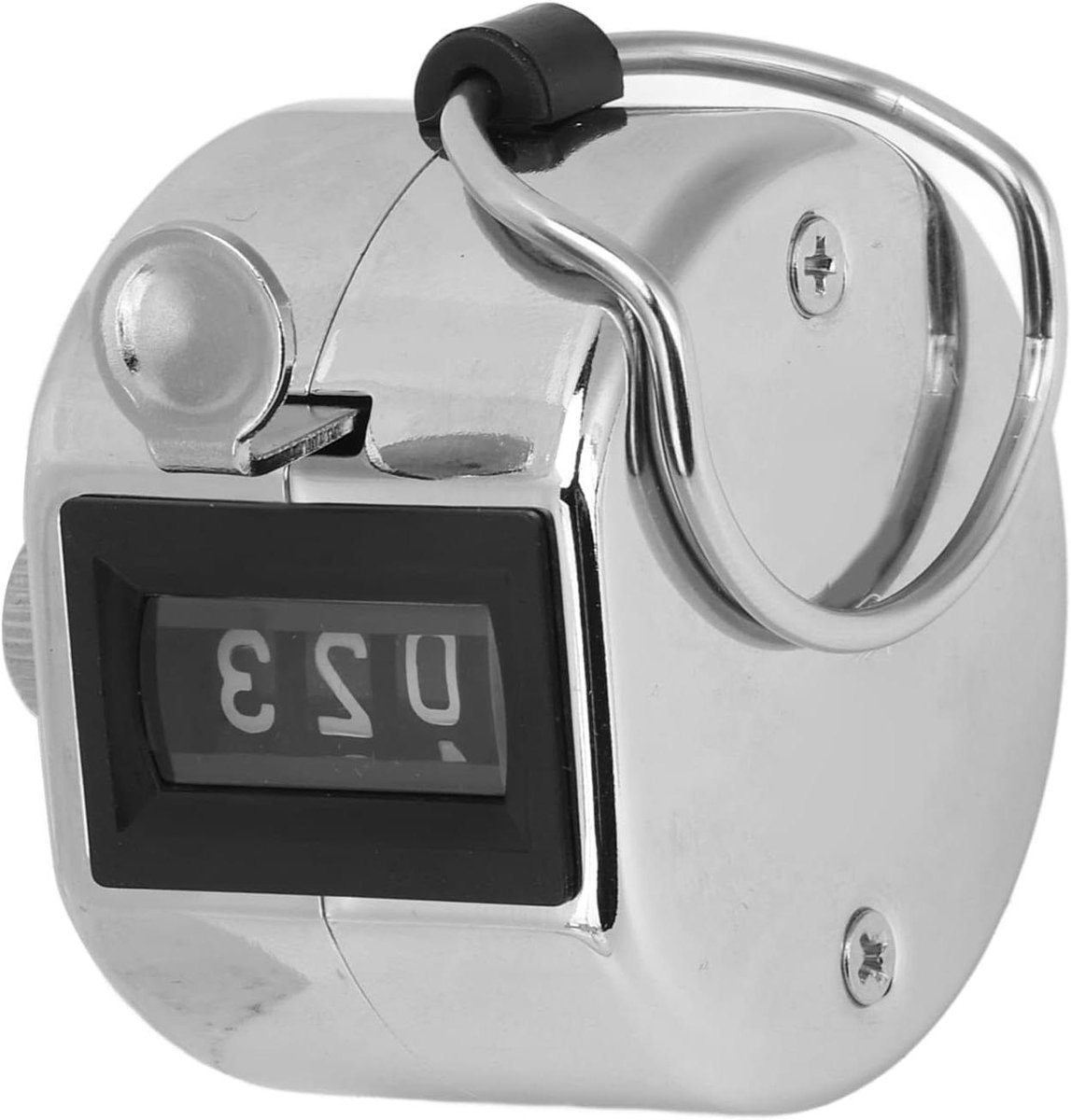 Hand Clicker Teller - Tel Mechanisme - Inventaris Tellen - Robuuste Metalen Behuizing - 4 Cijfers - Zilver